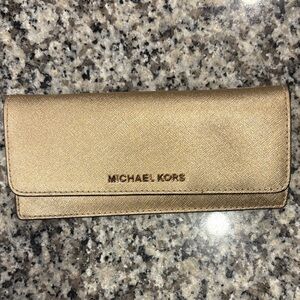 Michael Kors Metallic Gold Saffiano Continental Wallet